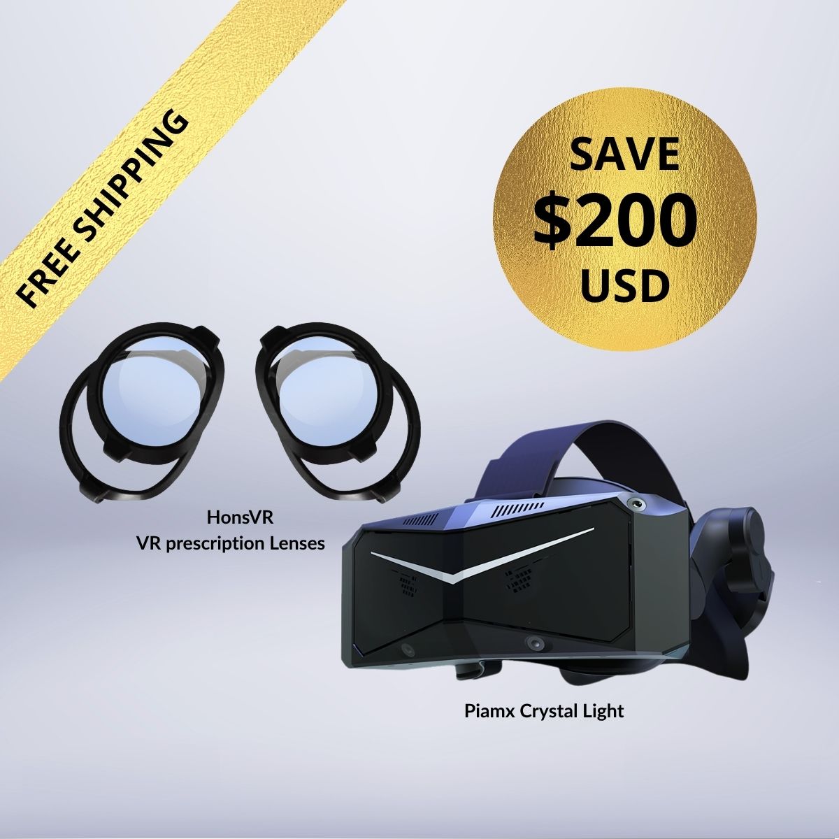 Pimax Crystal Light + Free HonsVR Prescription Lenses Bundle
