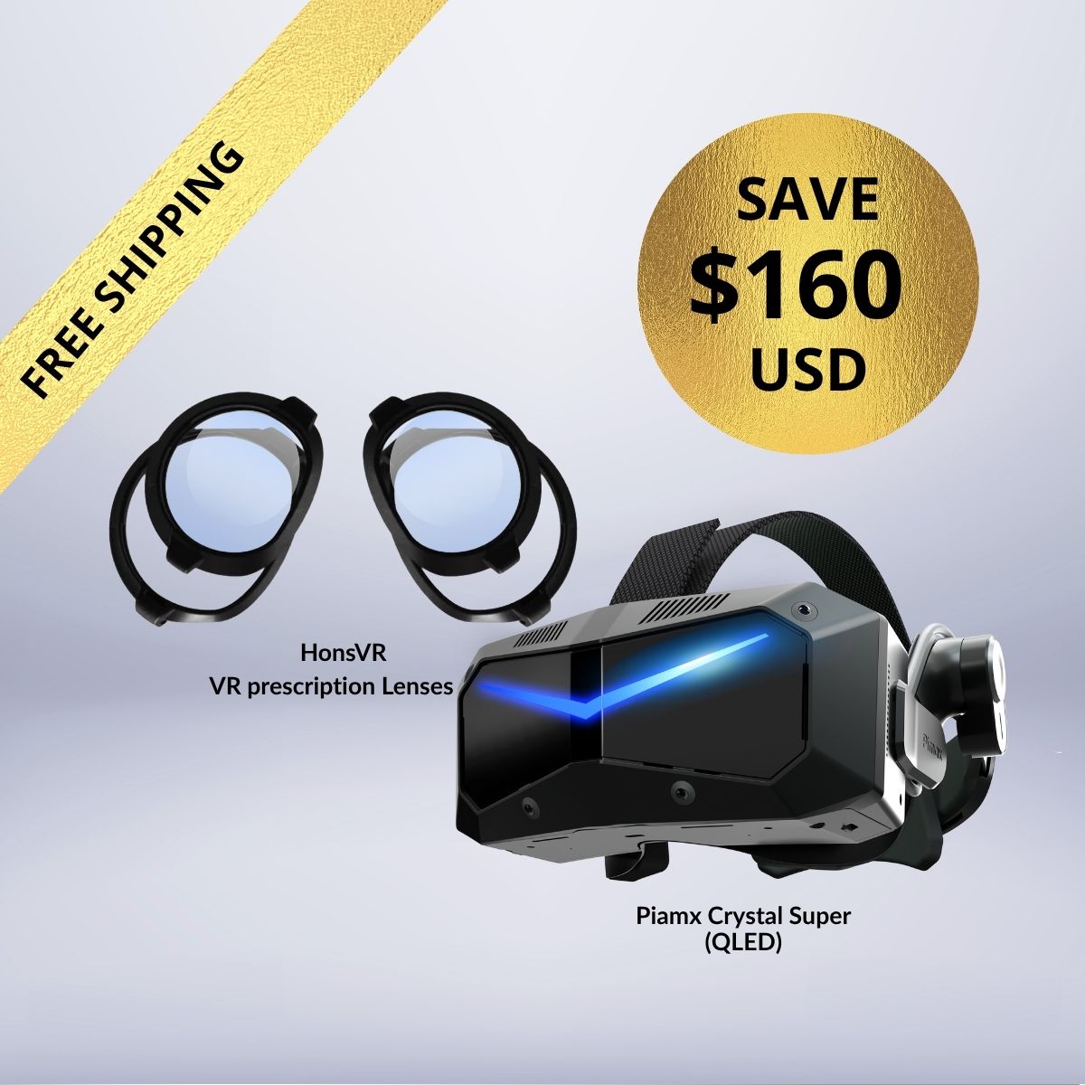 Pimax Crystal Super + Free VR Prescription Lenses Bundle